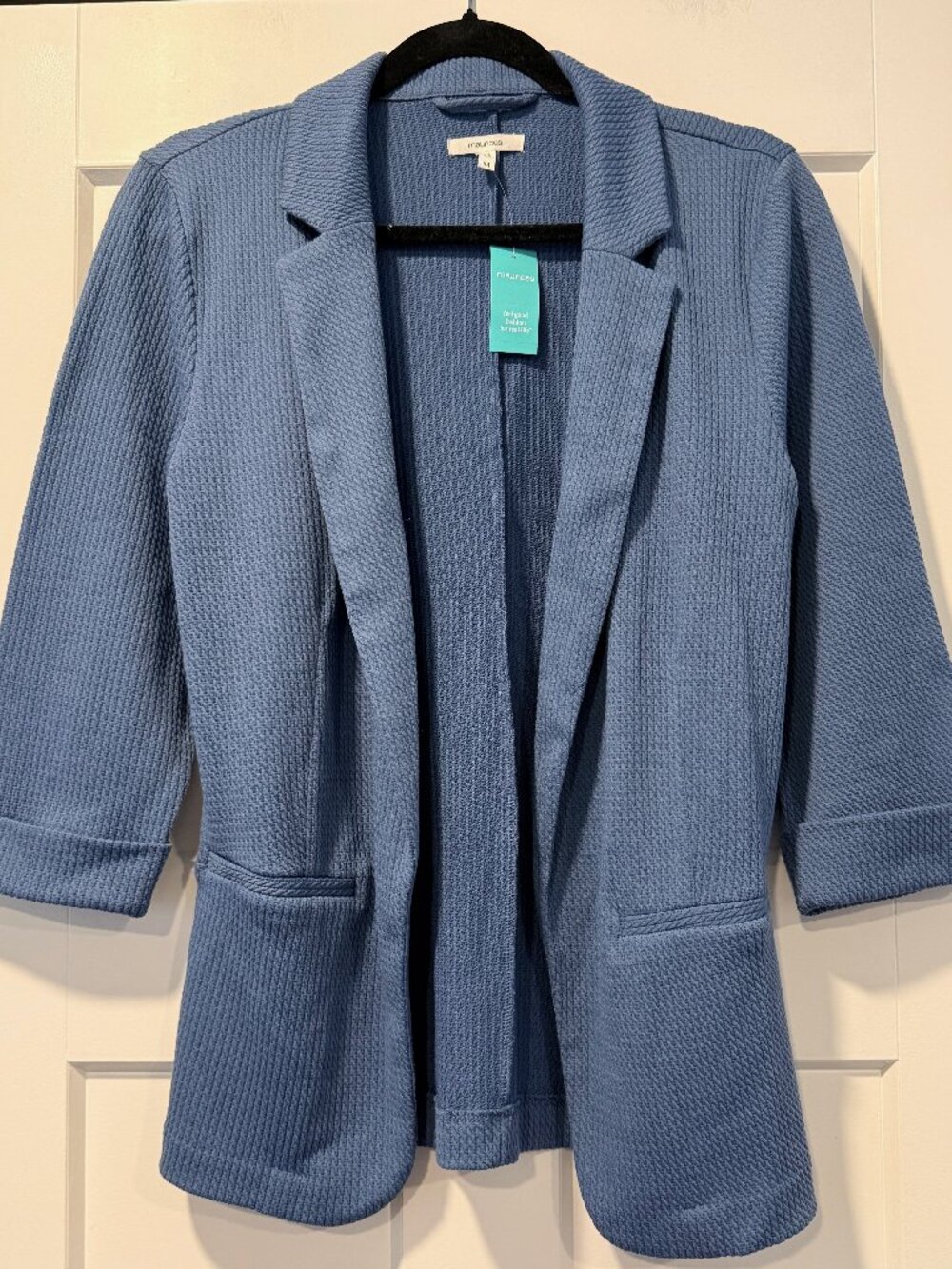 NWT Maurices Blue Textured Knit Open-Front Lightweight Jacket